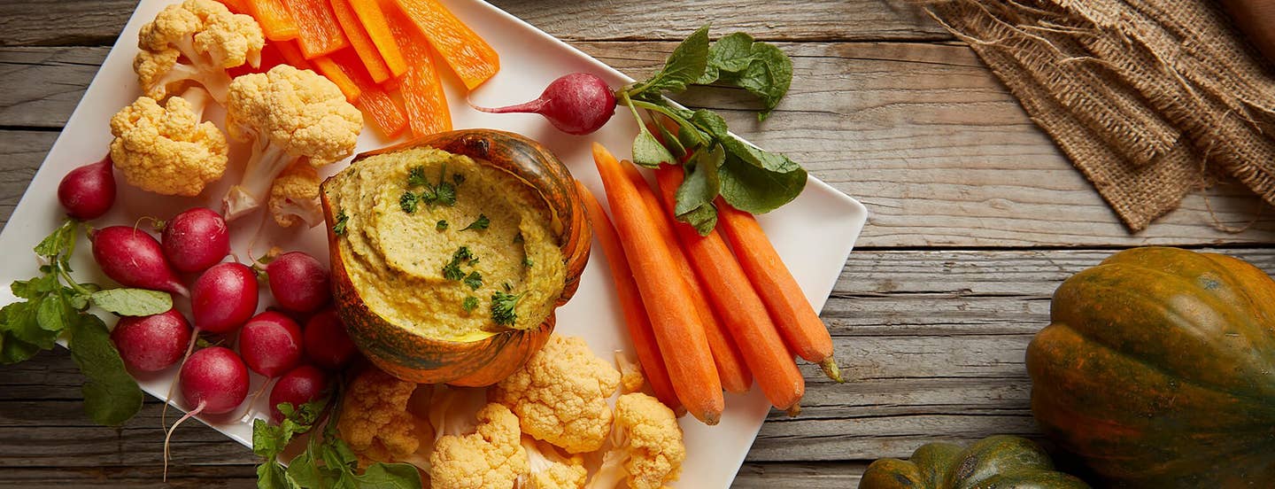 Curried Acorn Squash Hummus with Crudités