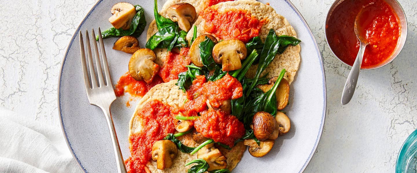 Herbed Savory Pancakes with Sauteed Spinach