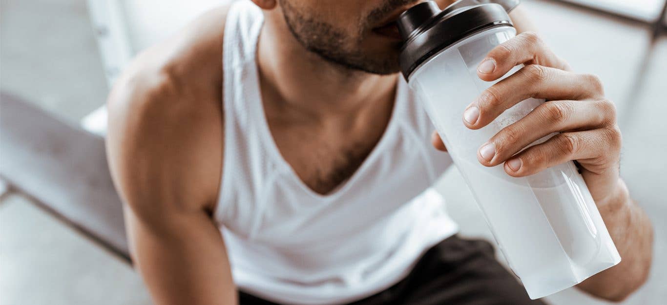 Man drinking protein shake