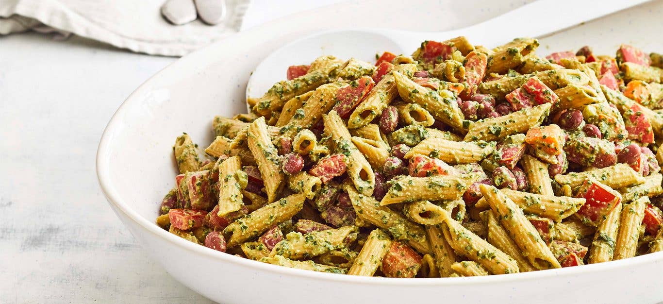 30-Minute One-Pot Pesto Pasta in a white bowl