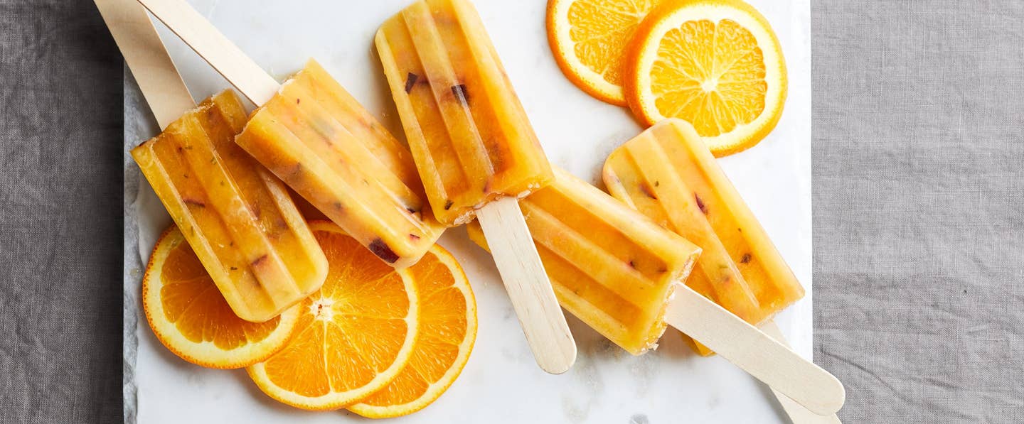 Vegan Fruit Pops Orange-Plum-Rosemary Ice Pops