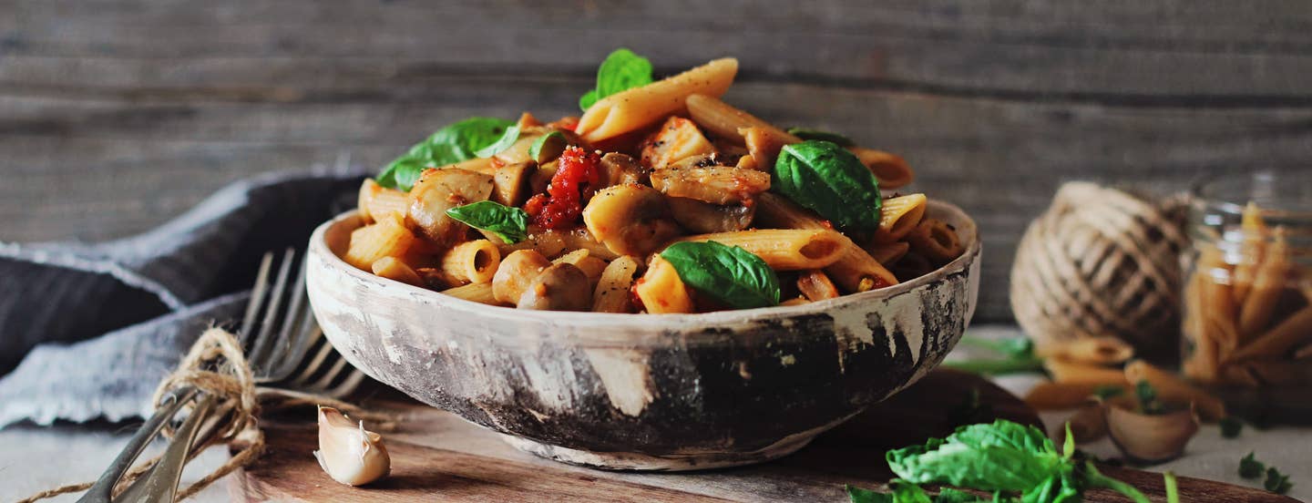 penne, plant based, recipe