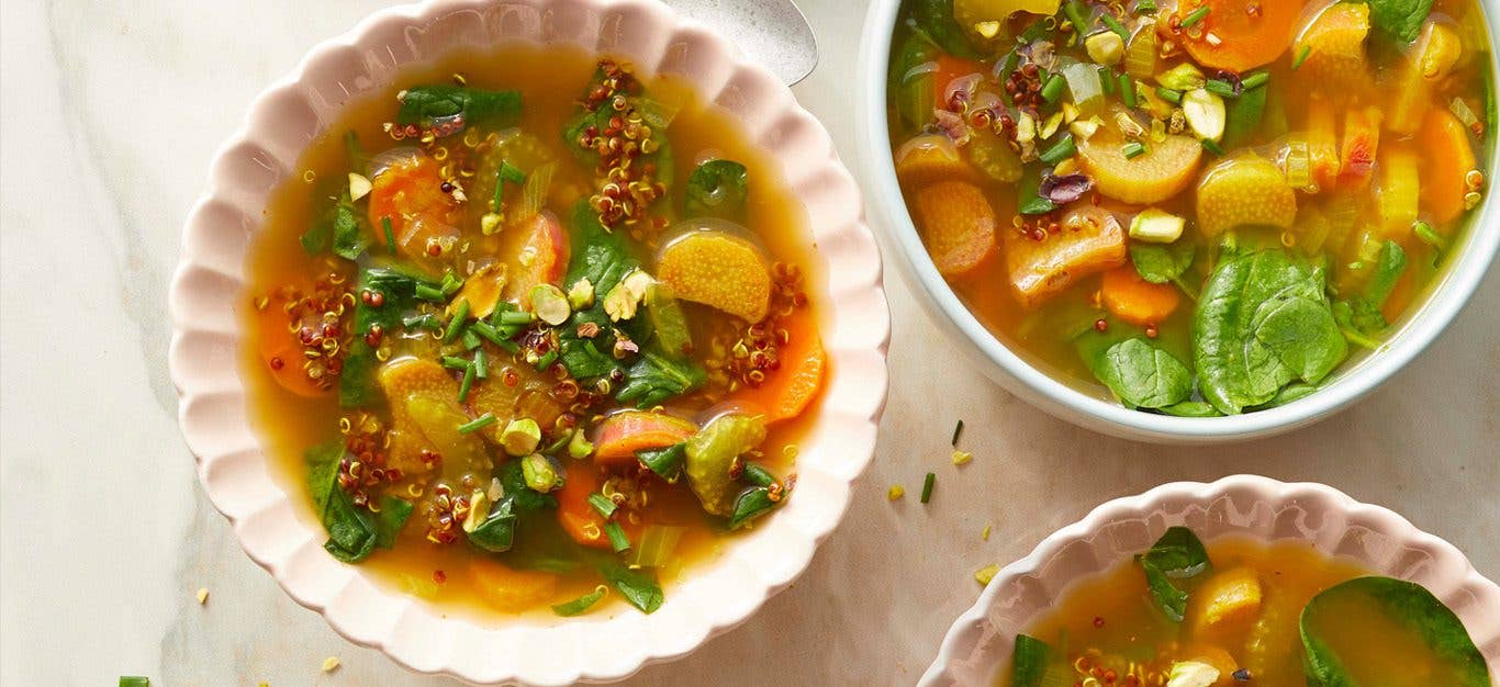 rhubarb red quinoa soup