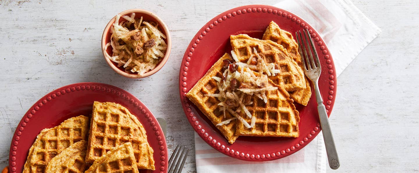 Sweet Potato Waffles with Apple-Date Slaw