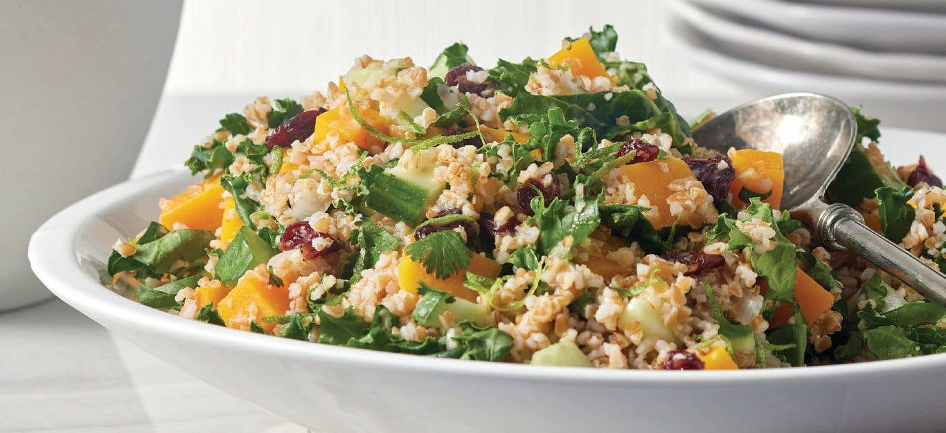 Thanksgiving Tabbouleh Salad in a white bowl